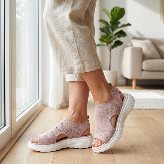 👡Breathable knitted platform sandals for women — lightweight & comfortable