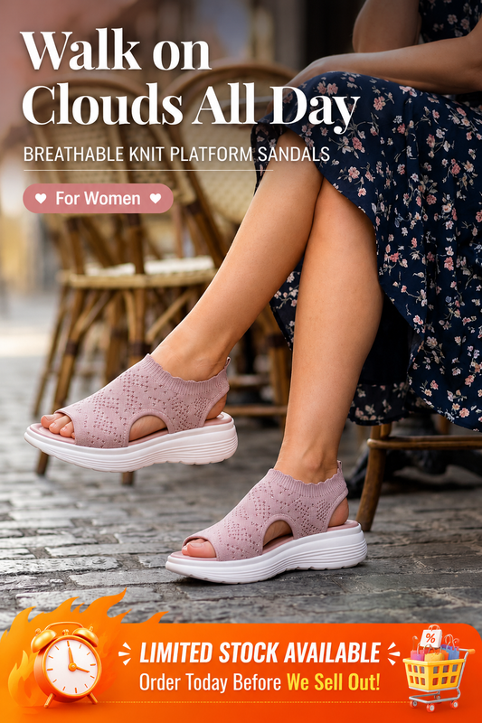 👡Breathable knitted platform sandals for women — lightweight & comfortable