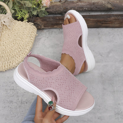 👡Breathable knitted platform sandals for women — lightweight & comfortable