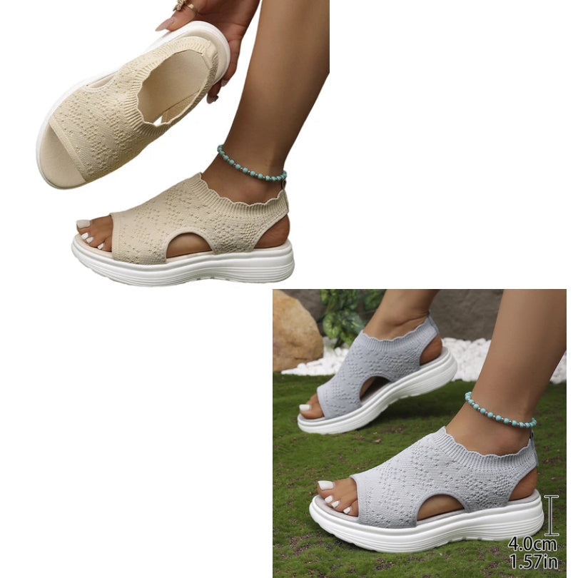 👡Breathable knitted platform sandals for women — lightweight & comfortable