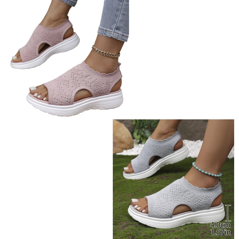 👡Breathable knitted platform sandals for women — lightweight & comfortable