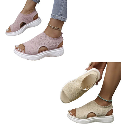 👡Breathable knitted platform sandals for women — lightweight & comfortable