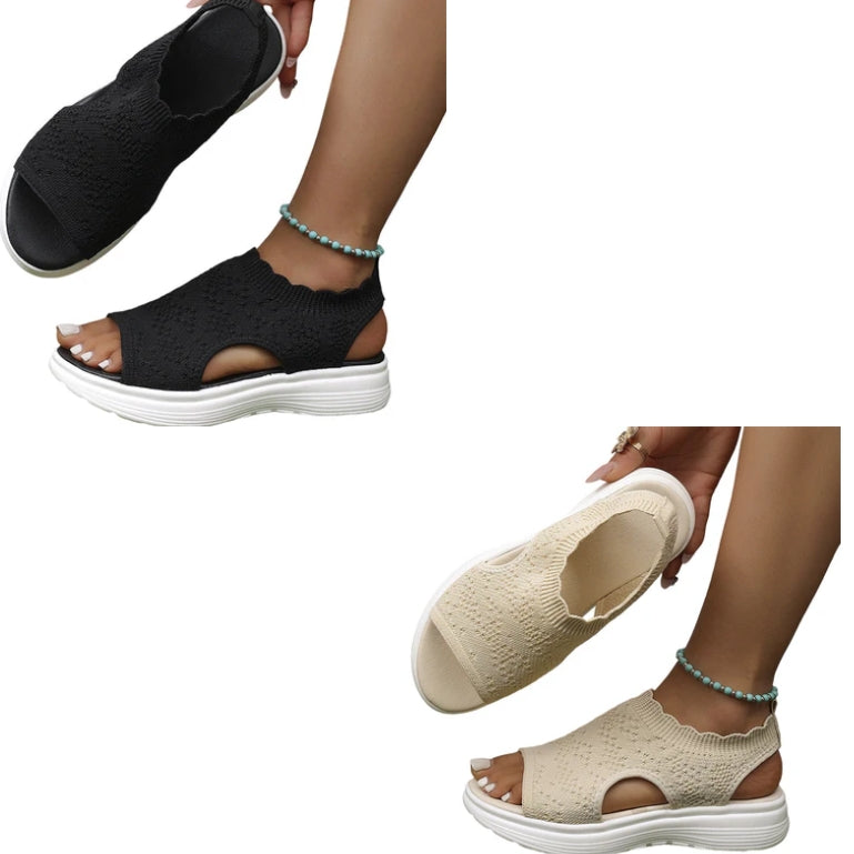 👡Breathable knitted platform sandals for women — lightweight & comfortable
