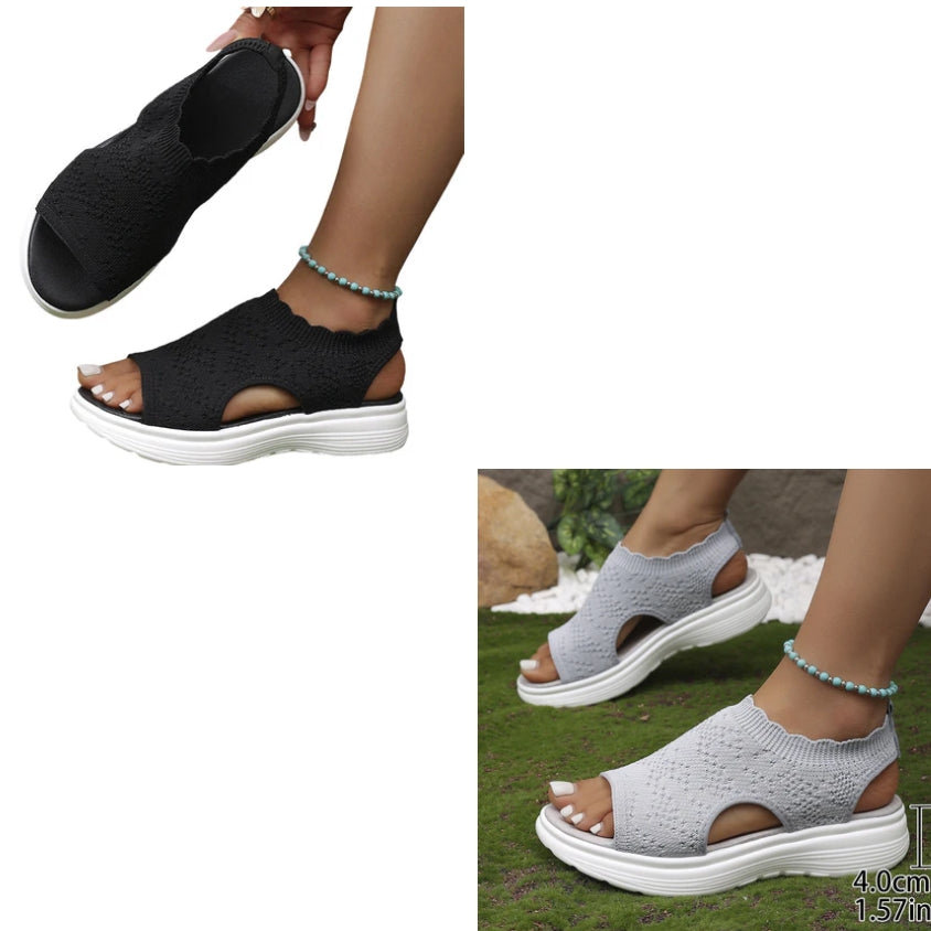 👡Breathable knitted platform sandals for women — lightweight & comfortable