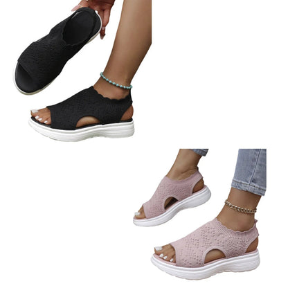 👡Breathable knitted platform sandals for women — lightweight & comfortable