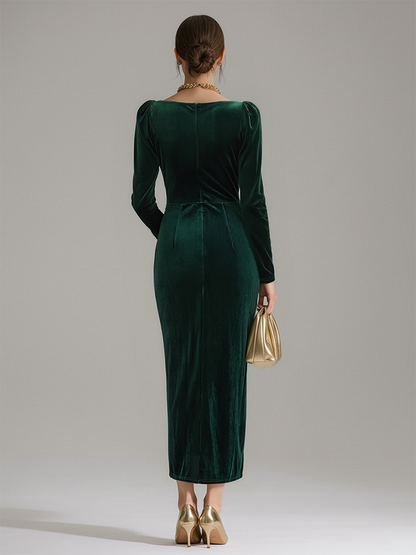Elegant Velvet Midi Dress