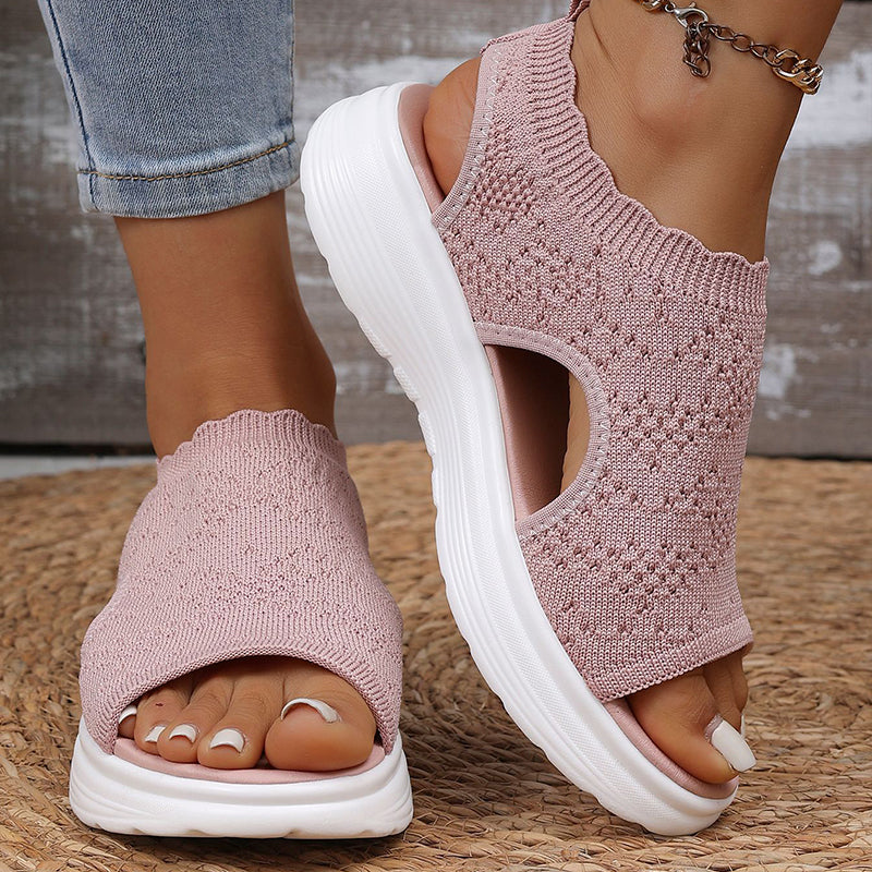 👡Breathable knitted platform sandals for women — lightweight & comfortable