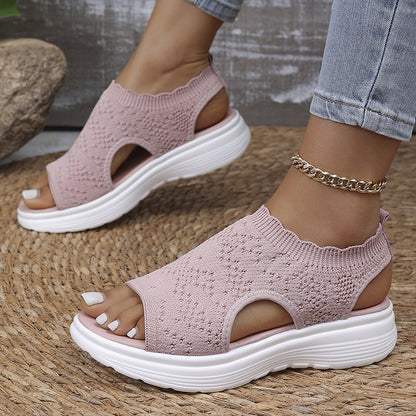 👡Breathable knitted platform sandals for women — lightweight & comfortable