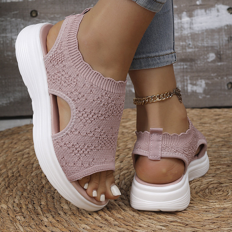 👡Breathable knitted platform sandals for women — lightweight & comfortable