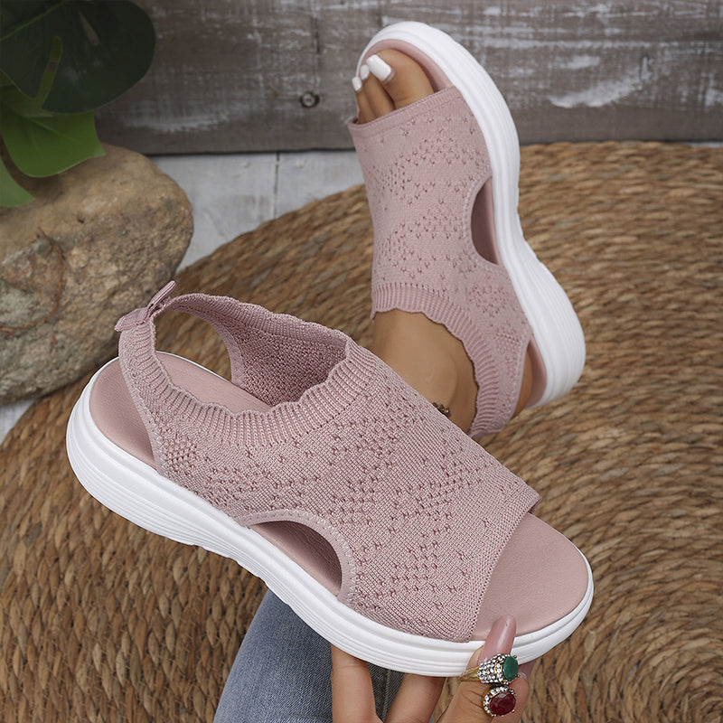 👡Breathable knitted platform sandals for women — lightweight & comfortable