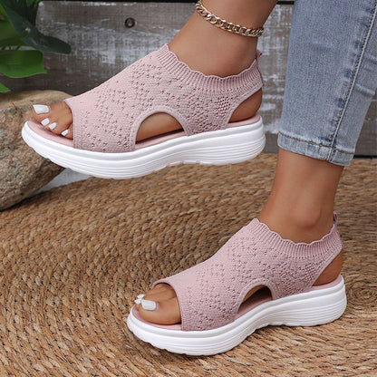 👡Breathable knitted platform sandals for women — lightweight & comfortable