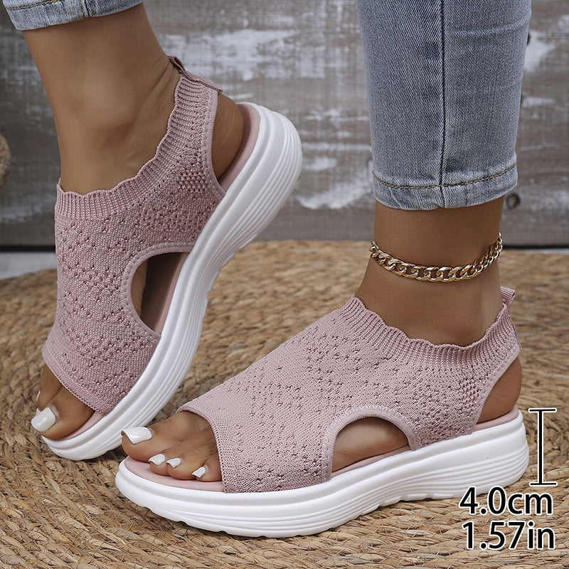 👡Breathable knitted platform sandals for women — lightweight & comfortable