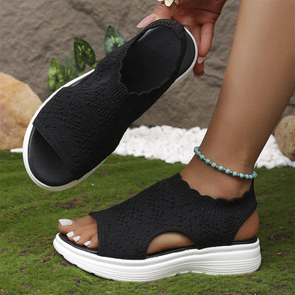 👡Breathable knitted platform sandals for women — lightweight & comfortable
