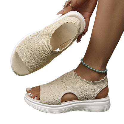 👡Breathable knitted platform sandals for women — lightweight & comfortable