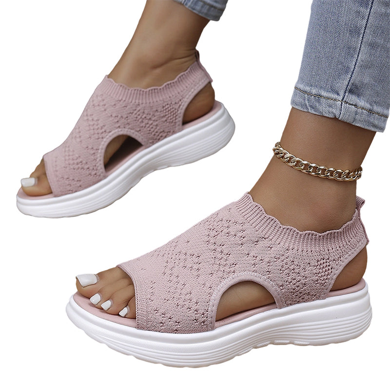 👡Breathable knitted platform sandals for women — lightweight & comfortable