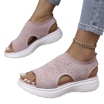 👡Breathable knitted platform sandals for women — lightweight & comfortable