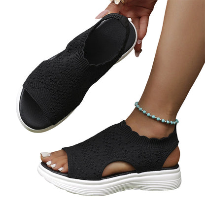 👡Breathable knitted platform sandals for women — lightweight & comfortable